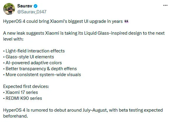 Что нового ждёт владельцев Xiaomi от HyperOS 4
